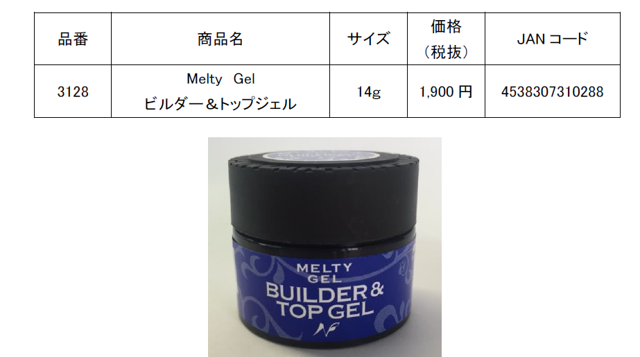 新商品のご案内　― Melty Gel　ビルダー＆トップジェル ―